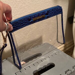 Brahmin Blue Crocodile-Embossed Clear Wristlet